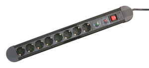 [36257] Base múltiple 8 tomas c/protección sobrecarga negra. Mod. 36.257