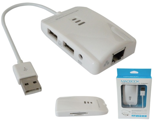 [0837ELG] Adaptador USB multifunción 2xUSB+ Rj45 + SD. Mod. 0837