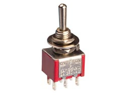 [0995AAVA] Interruptor bipolar tres posiciones (on)-off-(on) de acción momentánea. 2A/250V. Soldable. Mod. 0995-A