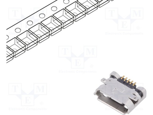 [101181920001LFCTME] Conector hembra USB B micro PCB SMT PIN:5 horizontales. Mod. 10118192-0001LF/C