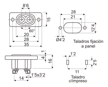 [10691EDH] Base de alimentación tipo ocho chasis Mod. 10.691