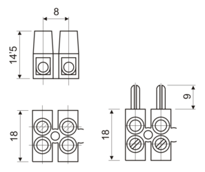 [1078612EDH] Regleta 17A conjunto macho hembra. Mod. 10.786/12