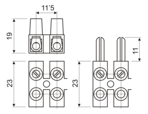 [1078812EDH] Regleta 32A conjunto macho hembra. Mod. 10.788/12