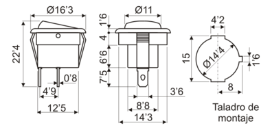 [11482ILEDH] Interruptor unipolar redondo luminoso empotrable basculante miniatura. Mod. 11.482.IL