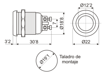 [11546PEDH] Pulsador anti-vándalos de seguridad Electro DH Metálico Mod. 11.546.P