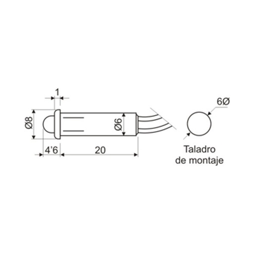 [127265VEDH] Piloto con LED de 5 mm color verde Electro Dh Mod. 12.726/5/V