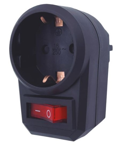 [103000026GSC] Adaptador bipolar simple con interruptor negro. Mod. 103000026