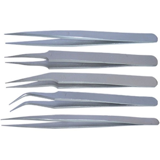 [15045DIS] Juego de 5 Pinzas Inoxidables Dismoer. Mod. 15045