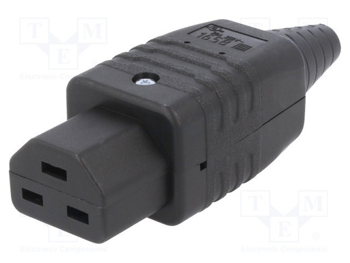 [16580000TME] Conector hembra 16A 250VCA negro Schurter. Mod. 1658.0000