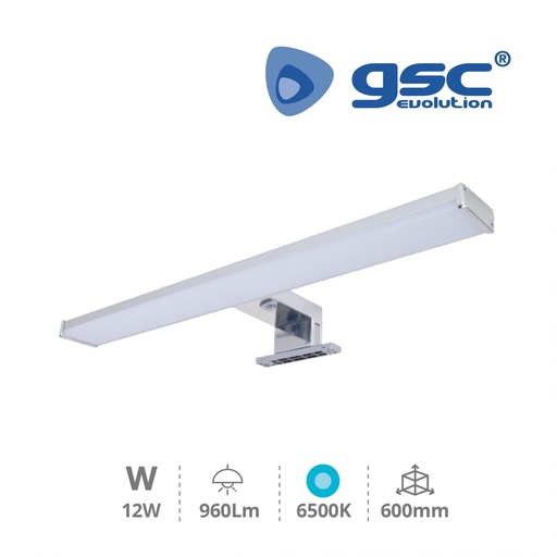 [203800044GSC] Aplique Led baño 12w 6500k Laksa IP44 GSC. Mod. 203800044