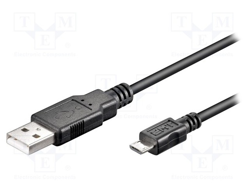 [USBMICBM50BK] Conexión USB A a Micro USB negro 5 metros. Mod. USB-MICBM-5.0BK
