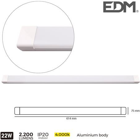 [31637ELK] Regleta Led 22w 2200 Lumen 4.000k 60cm Lumeco. Mod. 31637