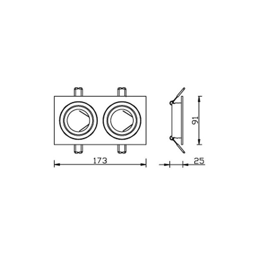 [3608VTA] Aro empotrar doble aluminio rayado basculante. Mod. 3608