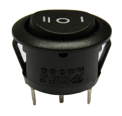 [3813ELG] Interruptor negro redondo ON-OFF-ON 6A 250V. Mod. 3813