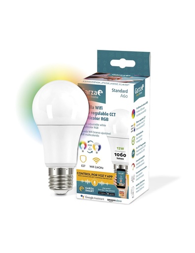 [401274GAR] Bombilla LED Inteligente CCT de luz multicolor 12W E27 Garza Smart. Mod. 401274