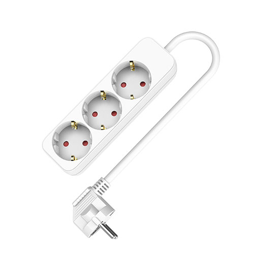 [TMUAD503] Base múltiple 3 tomas c/cable 1.5m blanca. Mod. TMUAD503