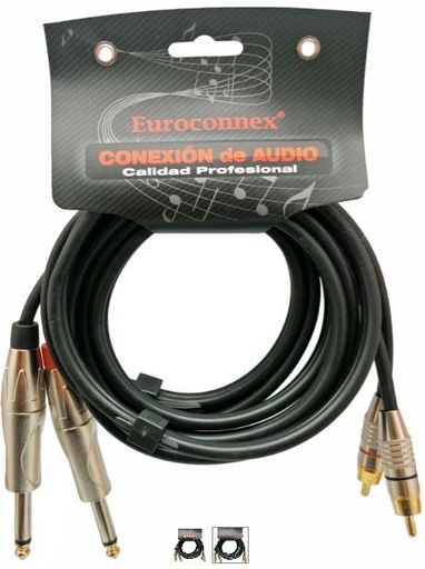 [43112ELG] Conexión 2 RCA macho a 2 Jack mono 6.3mm macho 2 metros. Mod. 4311-2