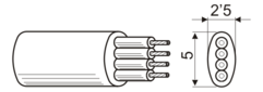 [490504CREDH] Cable telefónico 4 hilos manguera plana por metro. Mod. 490.050/4/CR