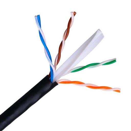 [A1350264] Cable de Red Exterior RJ45 Cat.6 UTP Rígido AWG24 Negro 305 Metros 100% Cobre. Mod. A135-0264