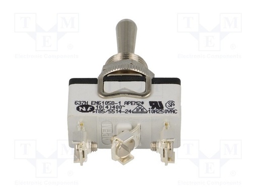 [637HTME] Interruptor de palanca 3 POS (ON)-OFF-(ON) 10A/250VCA. Mod. 637H