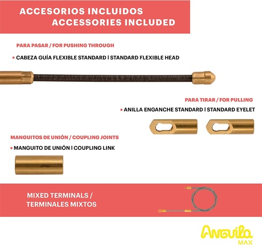 [65040022CEY] Guía pasacable acero + nylon 4mm 22 metros Anguila. Mod. 65040022