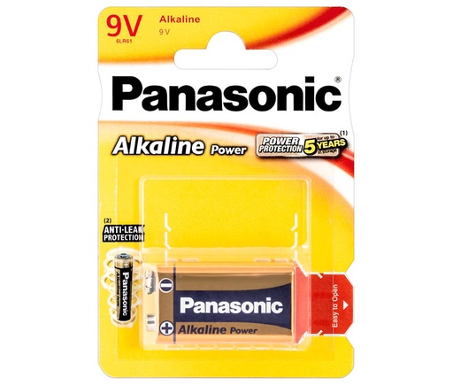 [6LF22APB1BP] Pila Alcalina Panasonic 6LR61, Block 9V. Mod. 6LR61APB/1BP