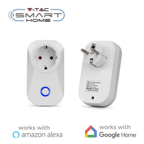 [8415VTA] Enchufe Smart Home WIFI compatible con Amazon Alexa y Google Home V-TAC. Mod. 8415