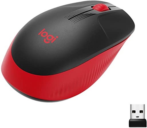 [910005908DMI] Ratón óptico inalámbrico negro rojo Logitech M190. Mod. 910-005908
