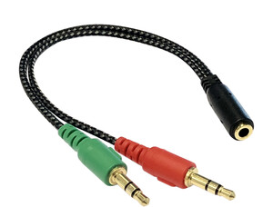 [13298] Cable Adaptador Jack hembra 3.5 mm a 2 x macho 3.5 mm audio/micrófono. Mod. 13298