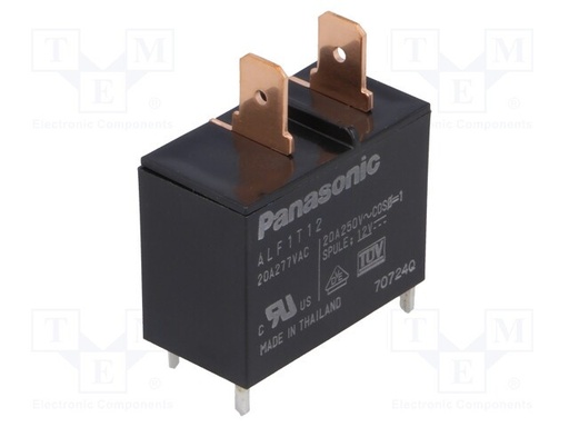 [ALF1T12TME] Relé electromagnético 12VDC 20A 250VAC Panasonic. Mod. ALF1T12