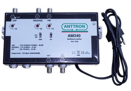[AM340SUR] Central amplificador multibanda 3 entradas 4G/5G 40dB Anttron. AM340