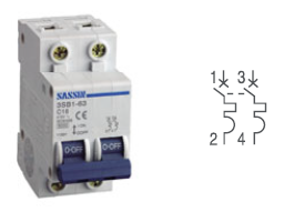 [B62C63NSAS] Int. Aut. Magnetotérmico 2P 63A Curva C SASSIN. Mod. B12C63N