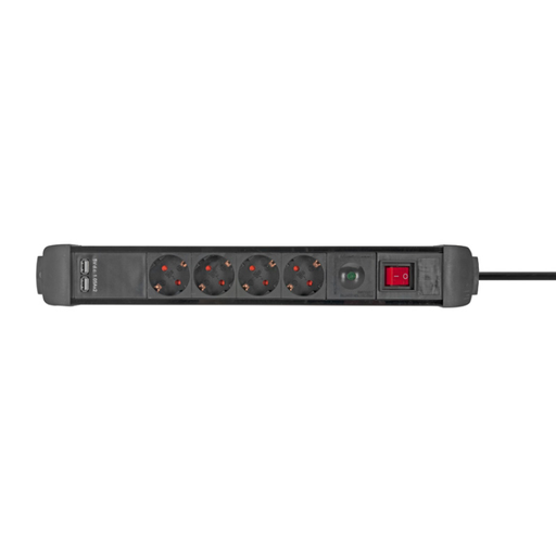 [ASEPIUOF1,5] Base múltiple 4 tomas + 2 USB cable 1.5m negra. Mod. ASEPIUOF1,5
