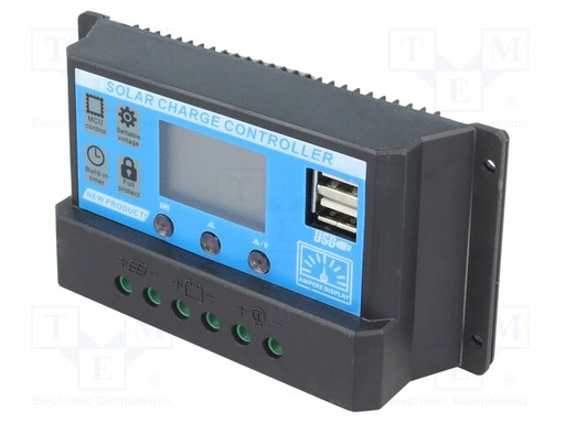 [SOL30ALCDTME] Regulador solar 12V - 24VDC 30A LCD. Mod. SOL-30A-LCD