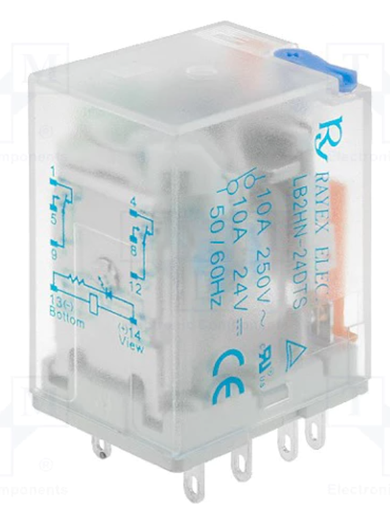 [LB2HN24DTS] Relé electromagnético 24VDC 2ctos 10A. Mod. LB2HN-24DTS