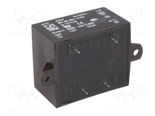 [BVEI4811172TME] Transformador encapsulado 10VA 230VCA 12V 833mA. Mod. BVEI4811172