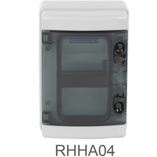 [RHHA04] Caja superficie estanca modular 4E puerta transparente IP65. Mod. RHHA04