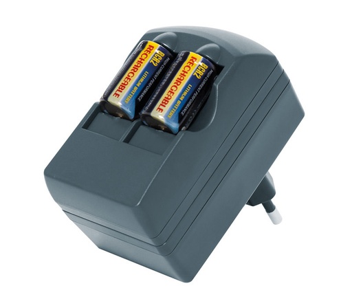 [CAR130ELM] Cargador pilas litio CR2R y CR123 + 2 baterías CR2R. Mod. CAR130