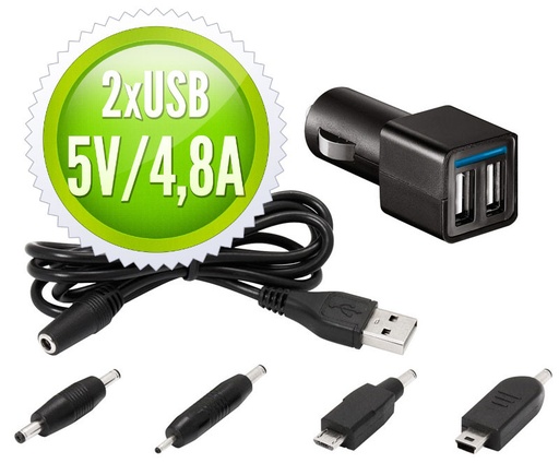 [CAR227MOL] Cargador de coche para tablets y móviles 12V / 2USB x 2,4A. Mod. CAR227