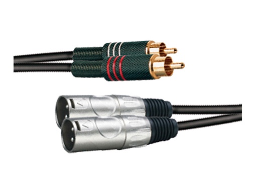 [CBL00146AMS] Cable paralelo de 2 señales de audio. RCA-XLR3 macho. 3 metros. AMS. Mod. CBL146