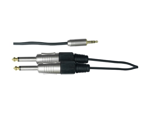 [CBL00151AMS] Cable de derivación en Y 2xJack mono 6.3 a jack stereo 3.5 AMS. Mod. CBL151
