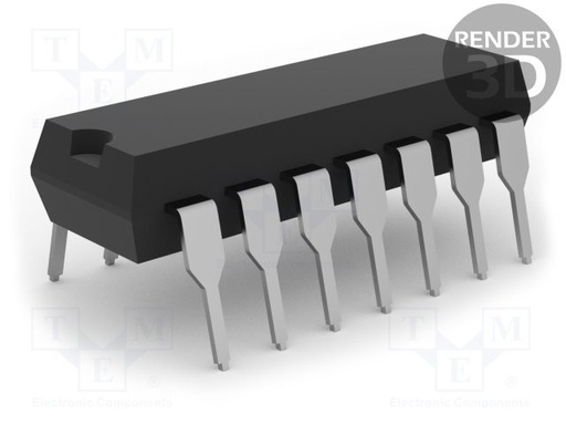 [CD4069UBETME] Circuito integrado digital HEX inversor 6 canales CMOS THT DIP14. Mod. CD4069UBE