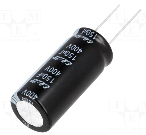 [CE150400TME] Condensador electrolítico 150uF 400VCC Ø18x40mm ±20%. Mod. CE150450