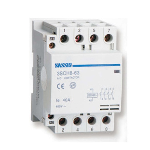 [CH86342540P7SAS] Contactor modular 4P NO 25A 230VAC SASSIN. Mod. 3SCH8-63