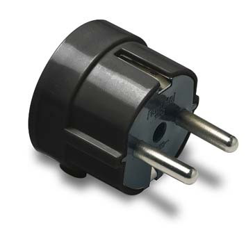 [CJ1102NGJSC] Clavija con TT/L y salida lateral. Pata 4,8 mm. 16A/250V. Negra. Famatel 1102-N