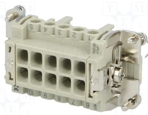 [CNEF10TTME] Conector HDC hembra CNE PIN 10+PE 57.27 16A 500V ILME. Mod. CNEF10T