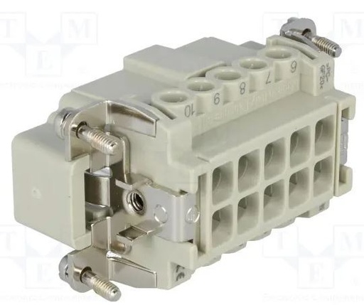 [CNEM10TTME] Conector HDC macho CNE PIN 10+PE 57.27 16A 500V ILME. Mod. CNEM10T