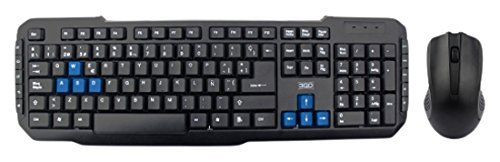 [COMBODRILEW] Pack de teclado y ratón inalámbricos (125 teclas, 2 botones, 1000 DPI, USB), negro