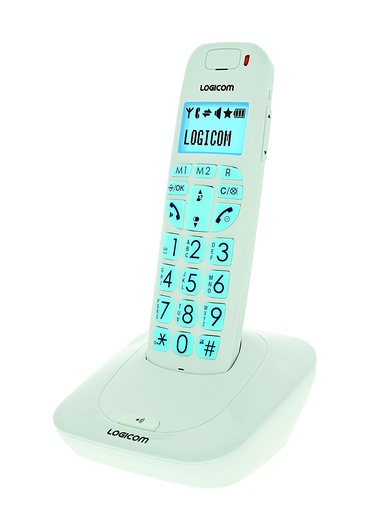 [CONFORT150] Teléfono inalámbrico con pantalla, color blanco Logicom. Mod. CONFORT 150