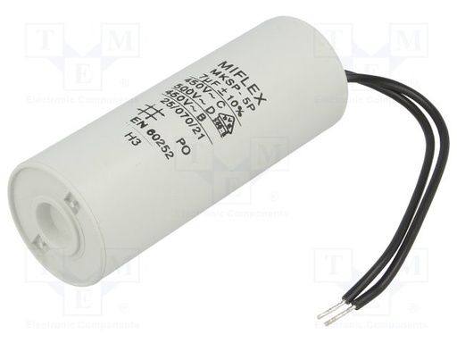 [CPM7MFCABLE] Condensador para motores de trabajo 7uF 450V Ø30x78mm ±10%. Mod. I150V570K-G1